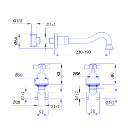 Μπαταρία Νιπτήρος Εντοιχισμού 3 Οπών Bugnatese Princeton 869-100 Χρωμέ